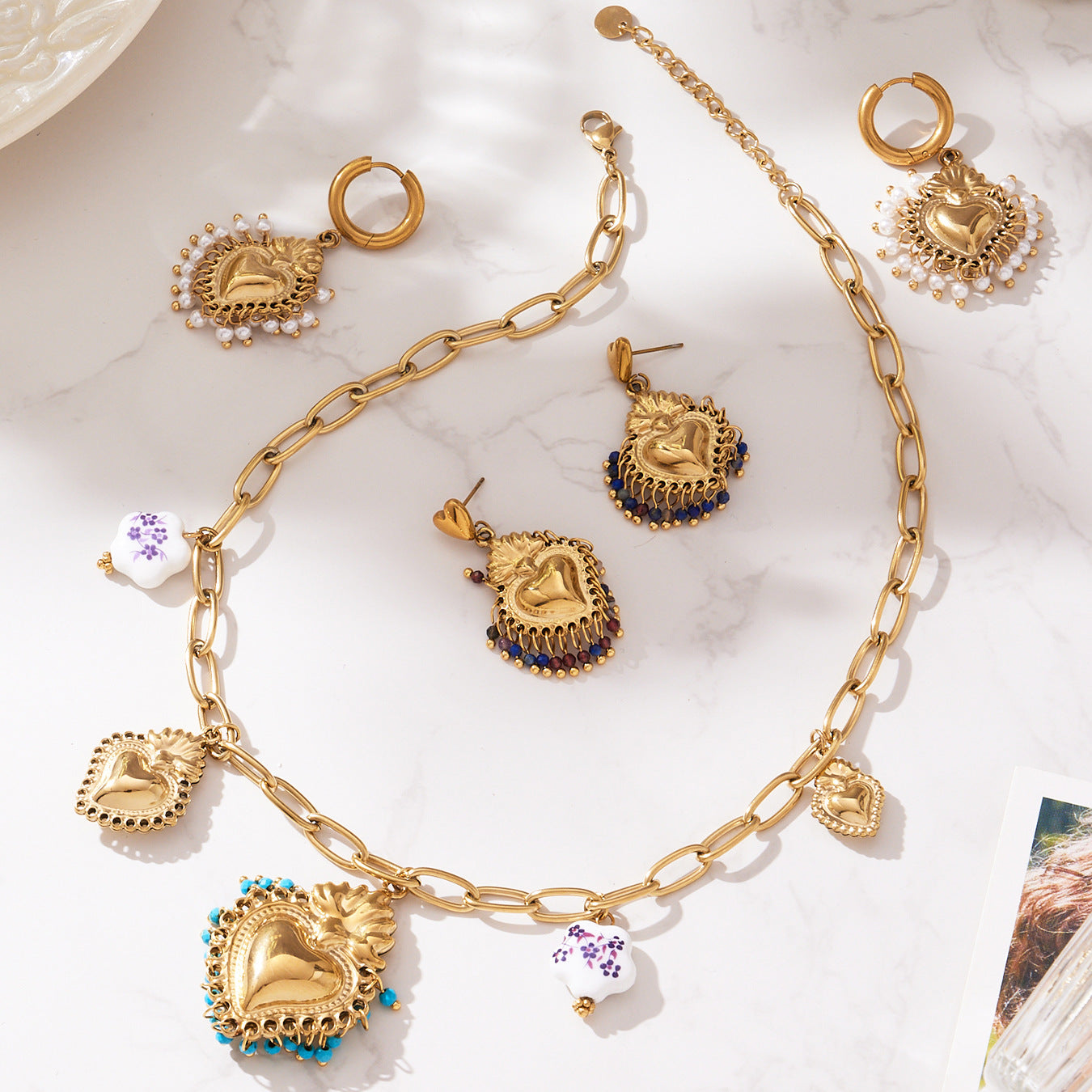 Sacred Heart Milagro Charm Jewelry Sets