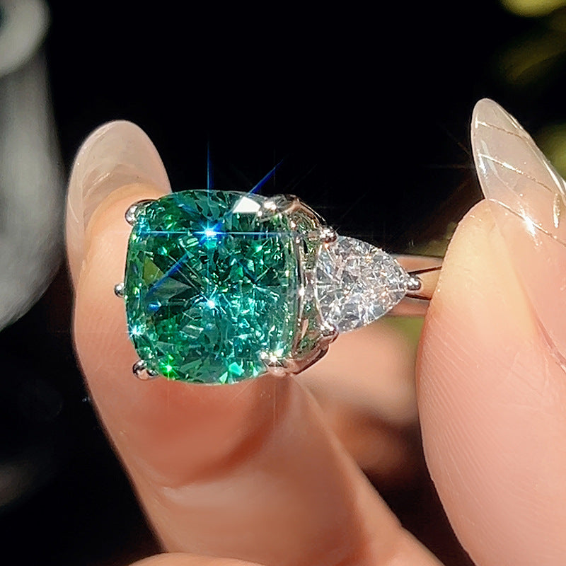 Radiant Emerald Green Cushion Jewelry Collection