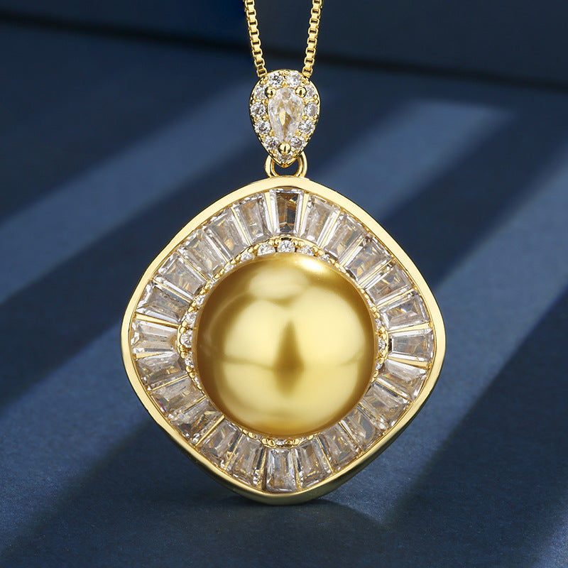 Luxury Golden Pearl and Baguette Crystal Jewelry Set
