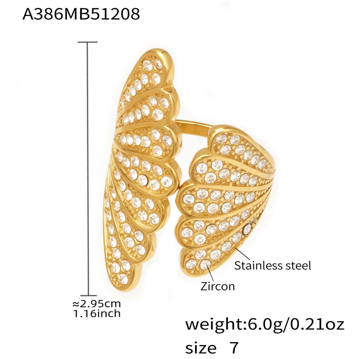 Sparkling Seashell Open Band Ring