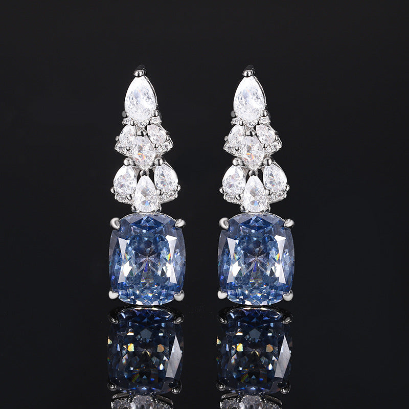Elegant Radiant Cut Colorful Gemstone Drop Statement Earrings