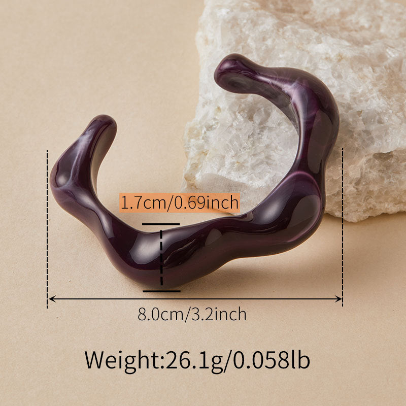 Artistic Wavy Resin Statement Open Bangle