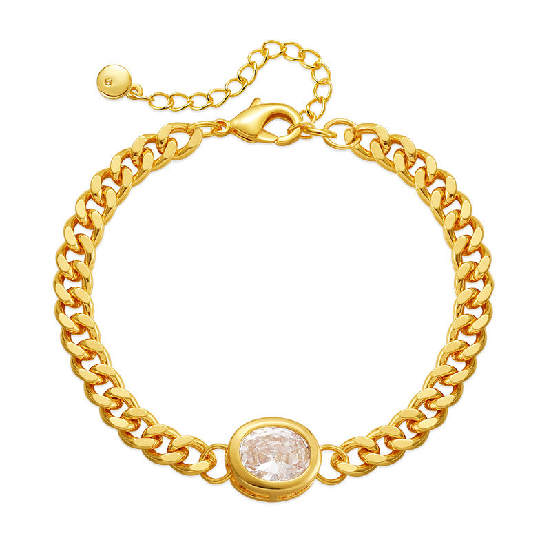 Curb Chain Solitaire Crystal Bracelet