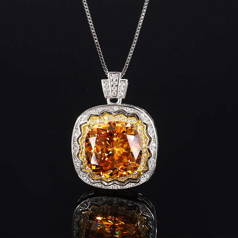 Luxe Cushion Cut Purple Yellow Sparkle Statement Jewelry Set