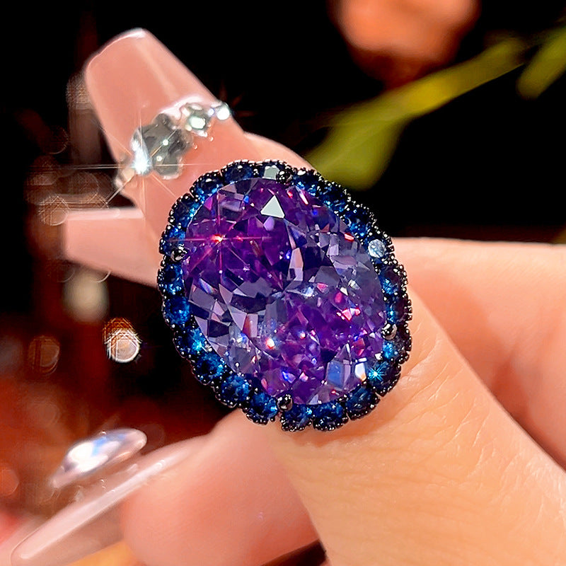 Royal Oval Halo Gemstone Jewelry Set
