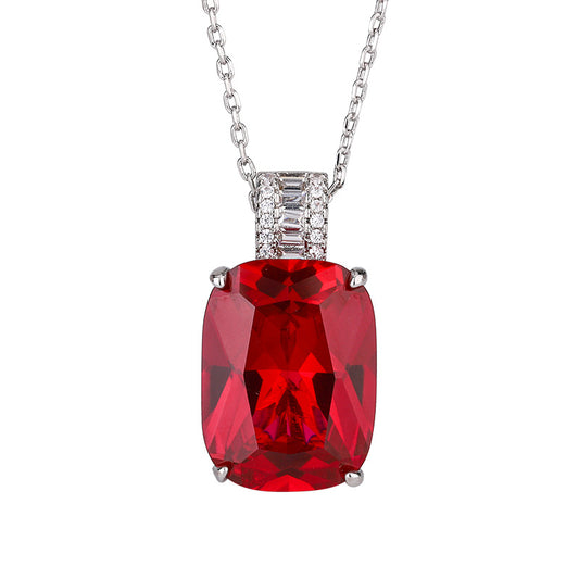 Luxury Radiant Cushion-Cut Gemstone Filigree Pendant Necklace