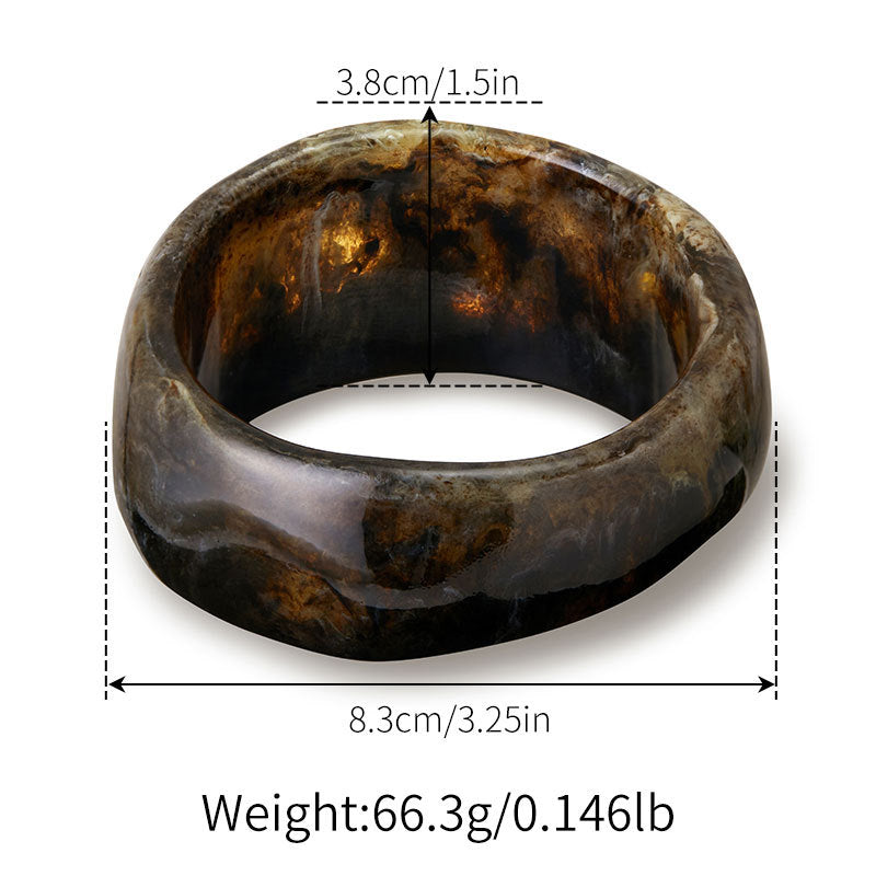 Amber-Swirl Resin Chunky Cuff Bangle