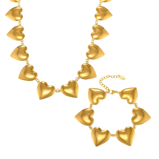 Bold Puffy Heart Statement Jewelry Sets