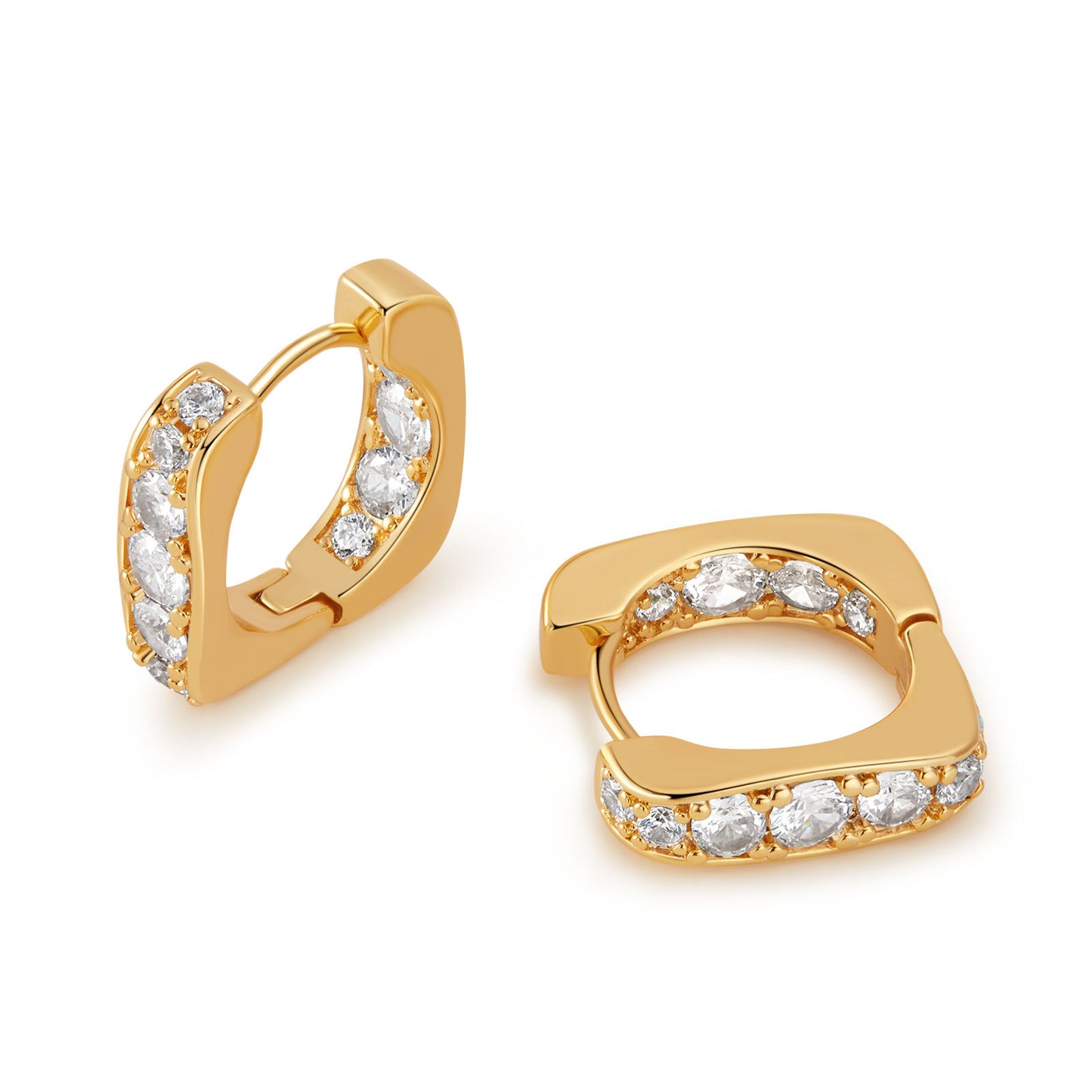 18K Gold Geometric Zircon Huggies