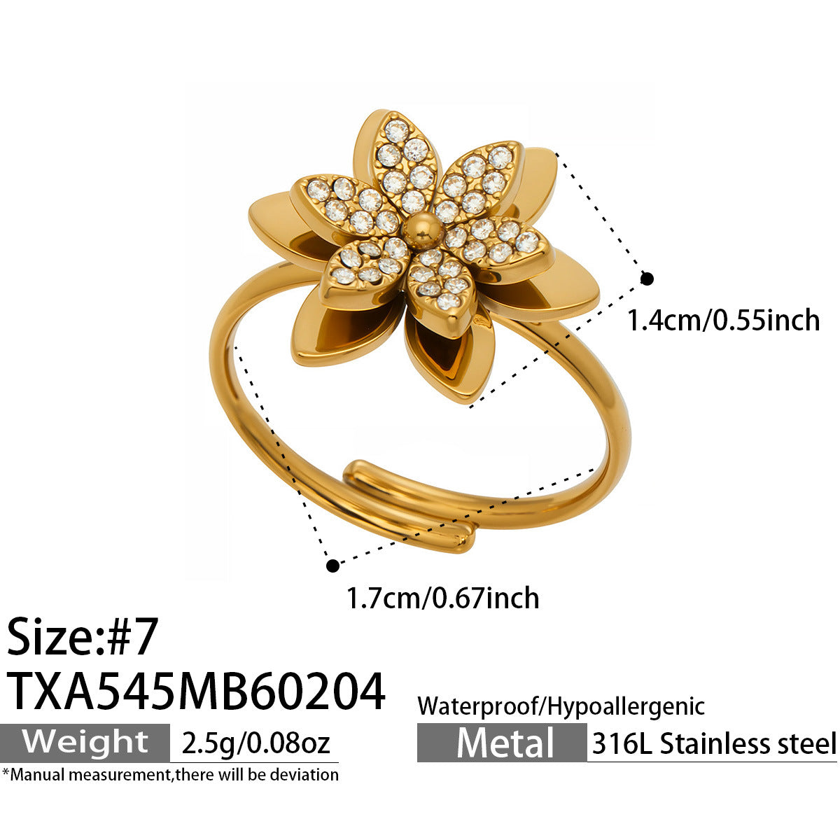 Sparkling Zircon Flower Gold Jewelry Sets