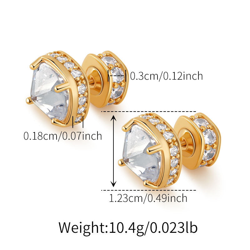 Floral Elegance Zirconia Gold Drop Ear Studs