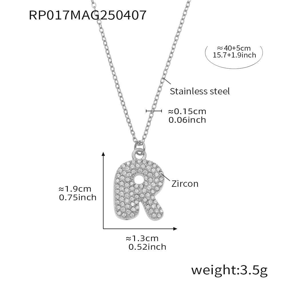 Pave Crystal Bubble Initial Necklace