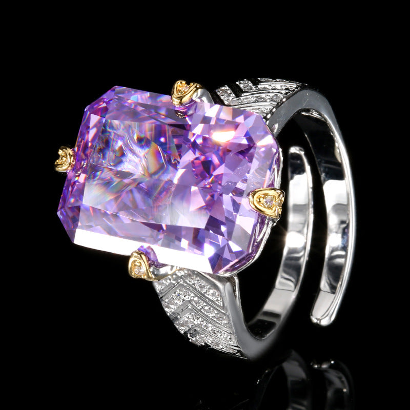 Luxurious Radiant Cut Gemstone Chevron Pavé Statement Ring