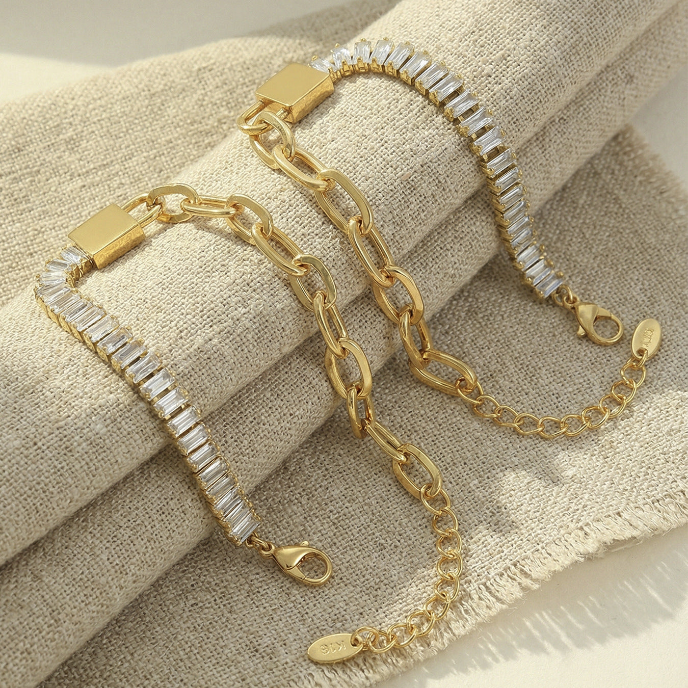 Baguette Tennis Paperclip Link Bracelet