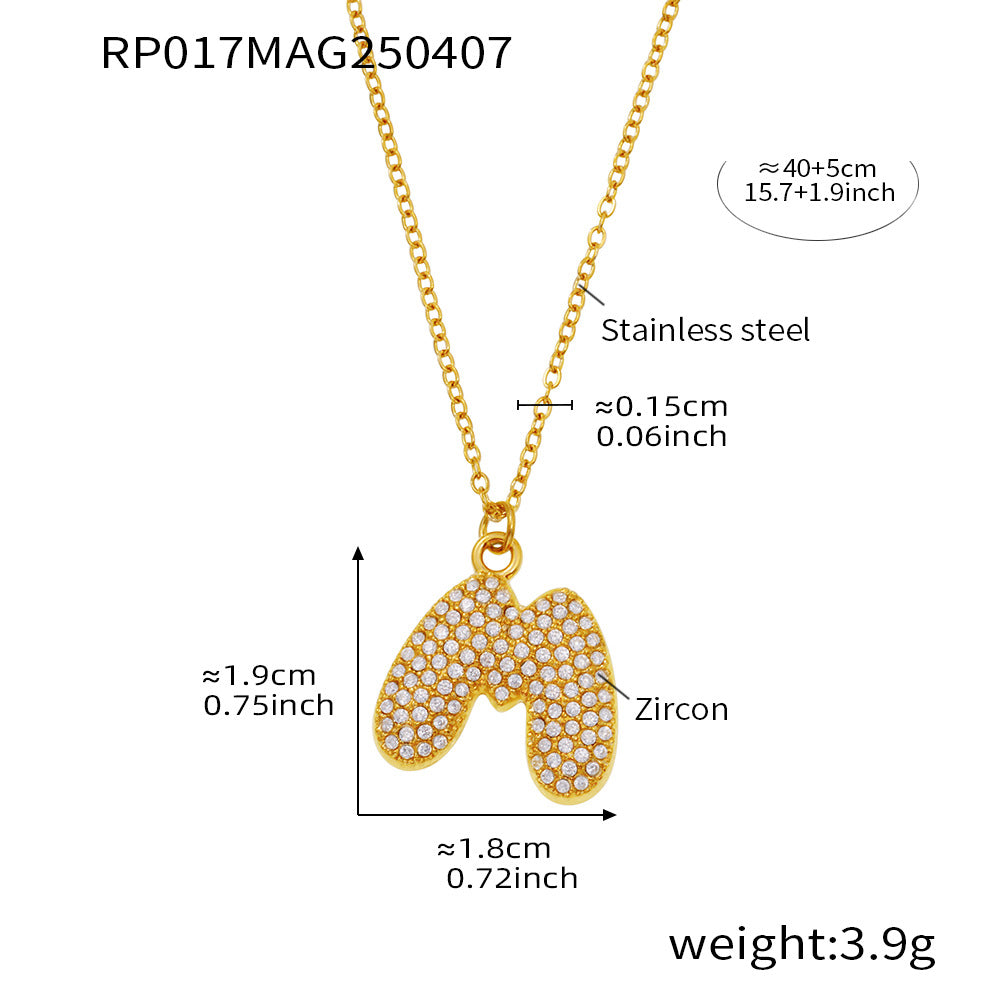 Pave Crystal Bubble Initial Necklace