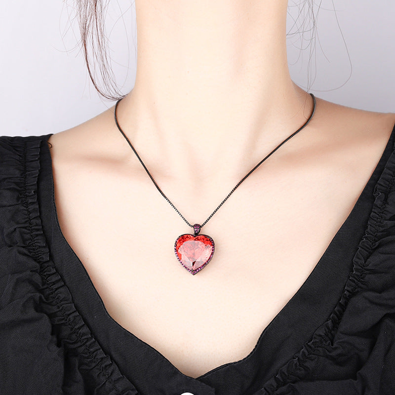 Majestic Heart of the Ocean Gemstone Halo Necklace