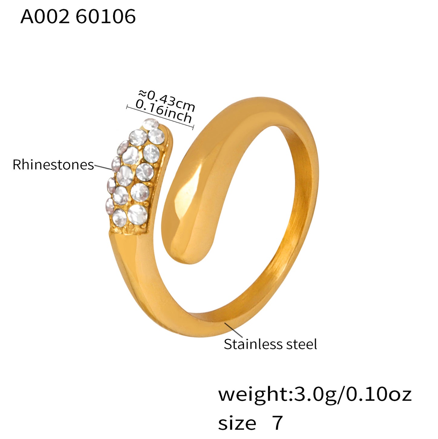 Crystal Open Cuff Rings