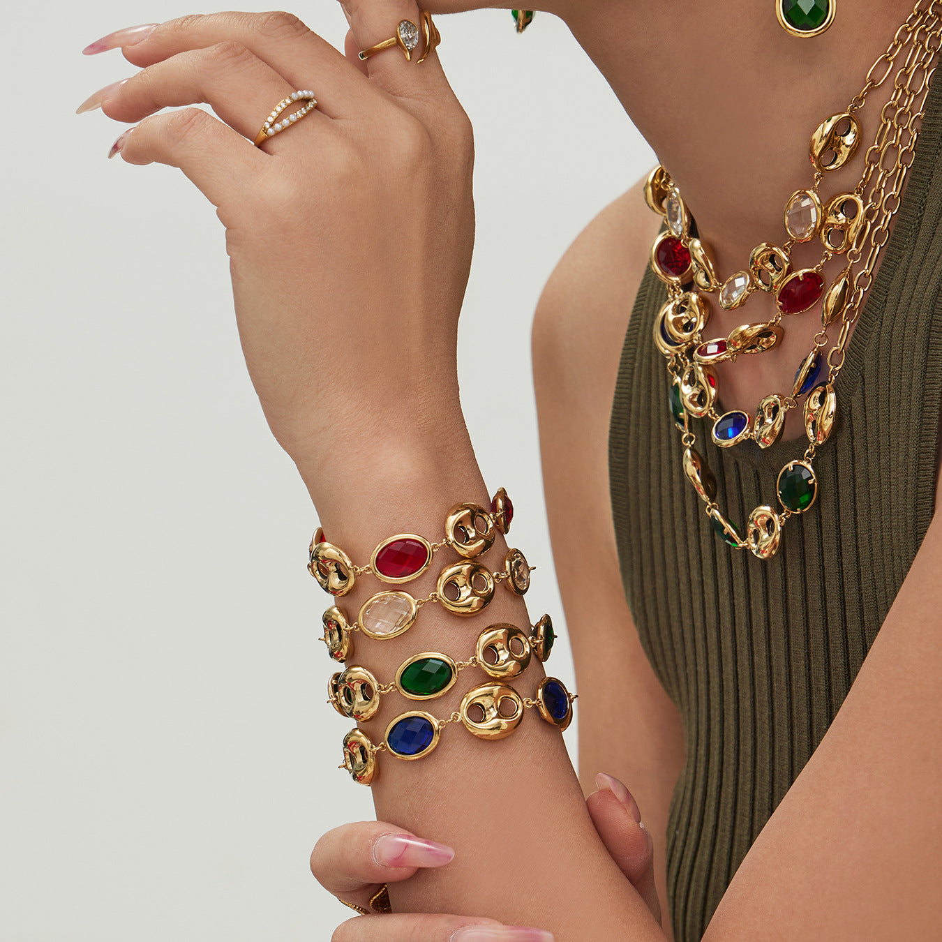 Elegant Pig Nose Glass Jewelry Set