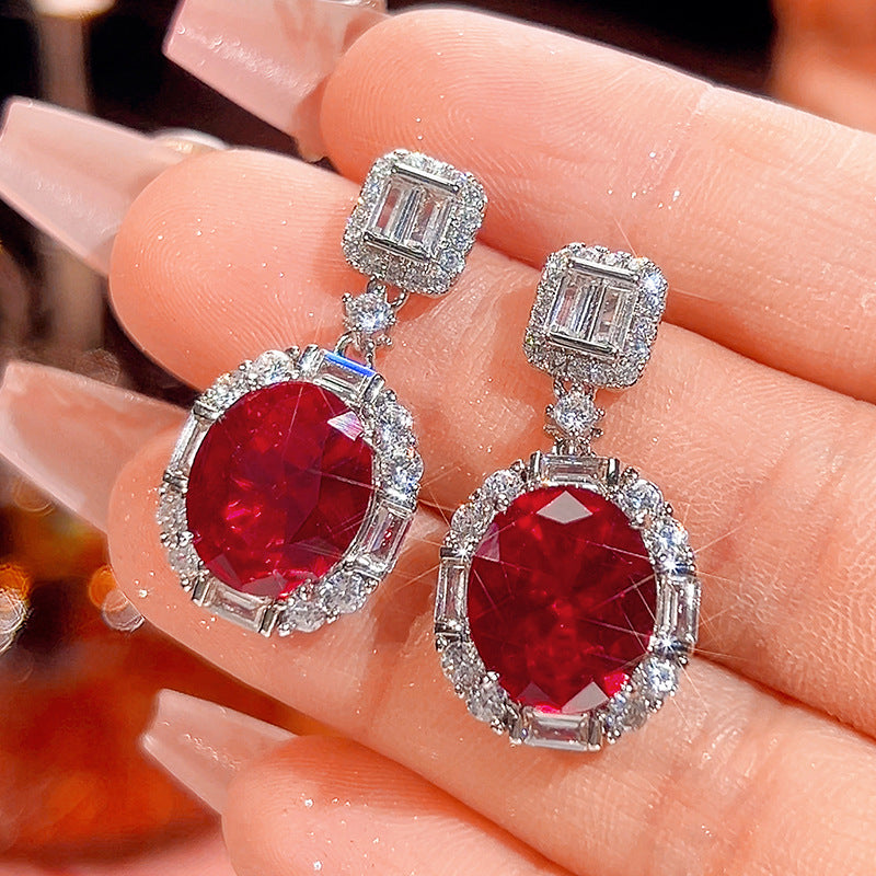 Royal Ruby Oval Halo Jewelry Set
