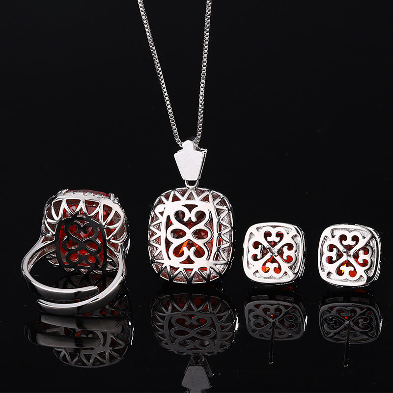 Regal Ruby Red Crystal Jewelry Set