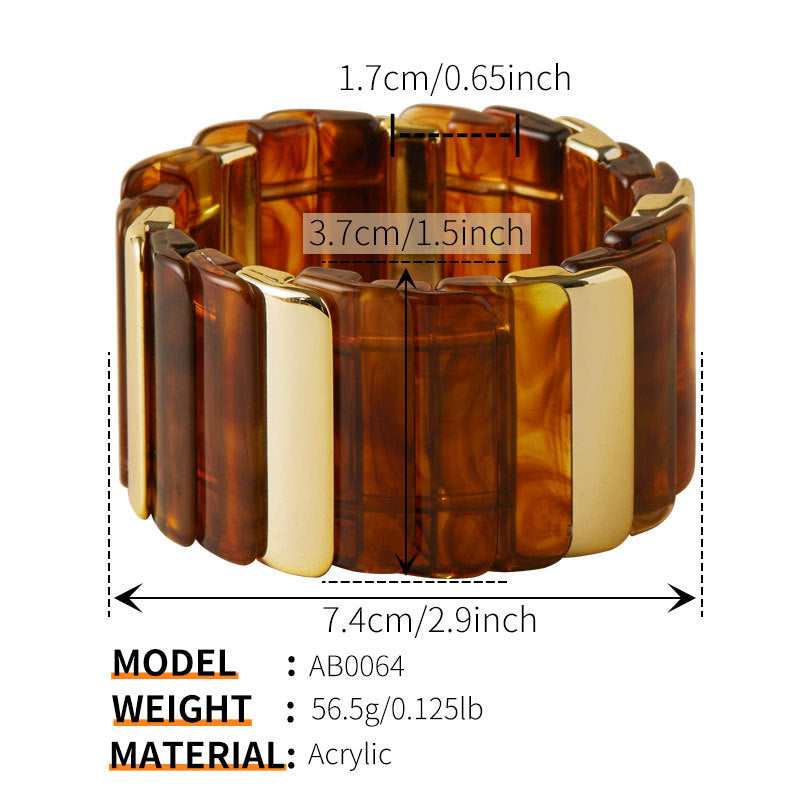 Chunky Resin & Gold Statement Stretch Bracelet