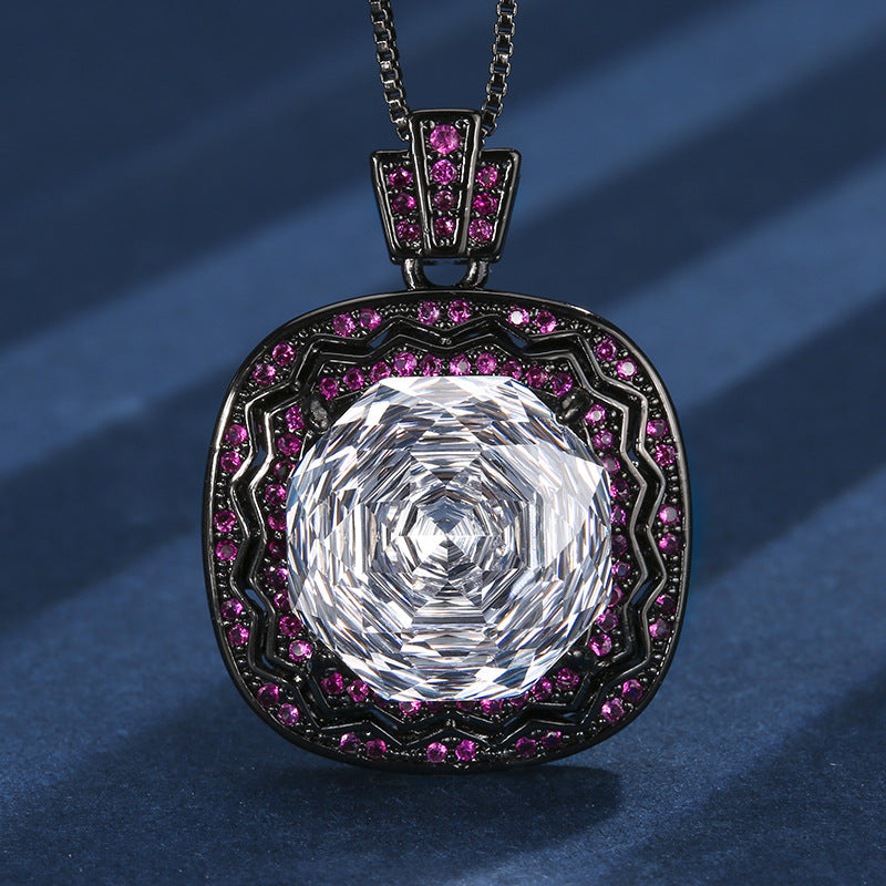 Vintage Rose-Cut Gemstone Halo Necklace and Ring Set