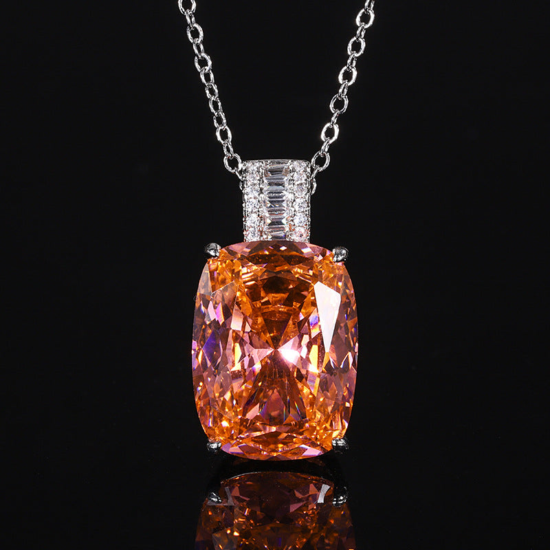 Luxury Radiant Cushion-Cut Gemstone Filigree Pendant Necklace