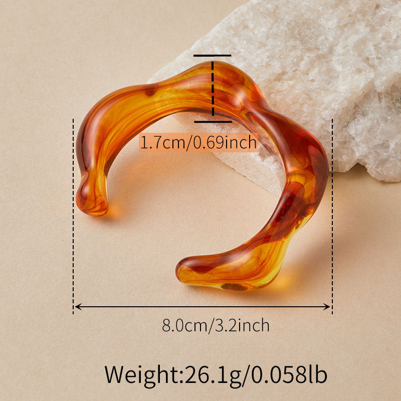 Artistic Wavy Resin Statement Open Bangle