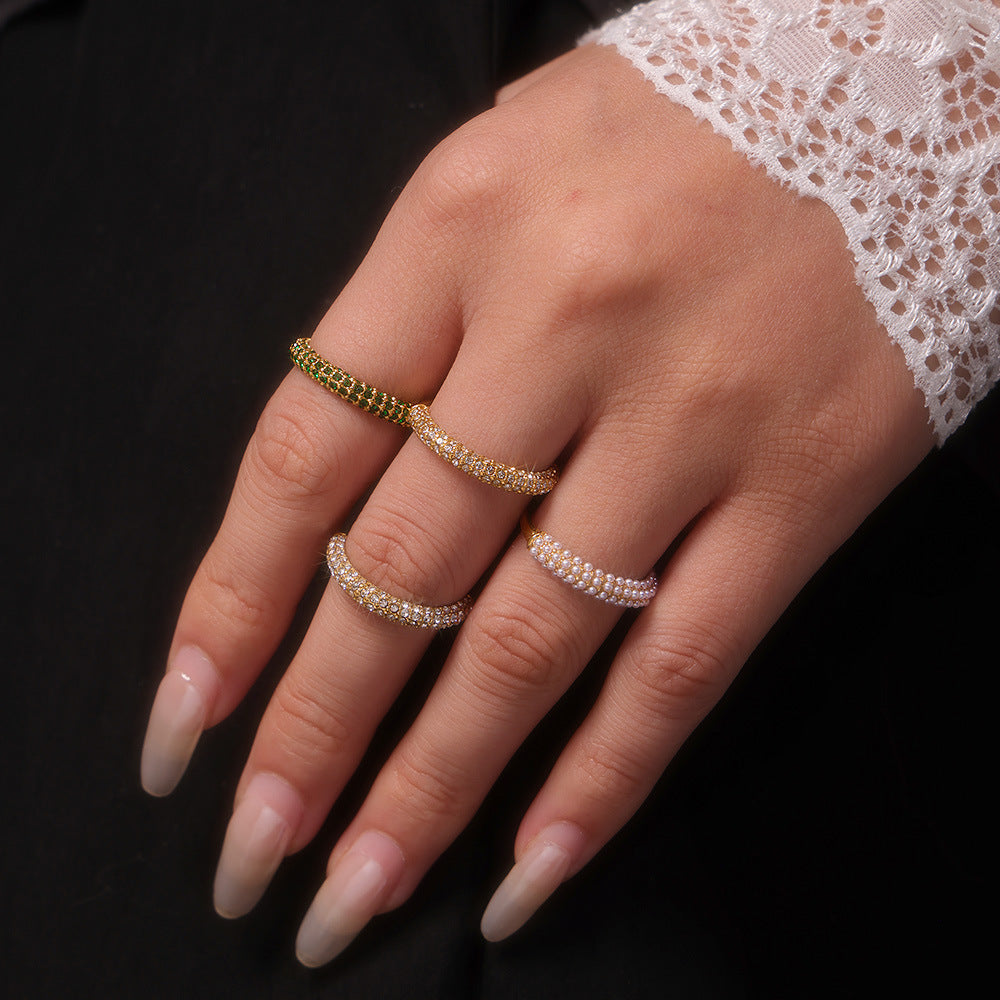Vintage 3-Row Micro-Pave Eternity Rings