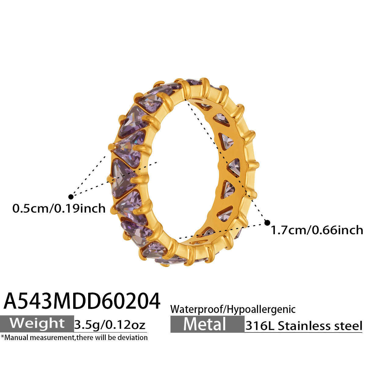 Triangle Cut Zirconia Eternity Band Rings