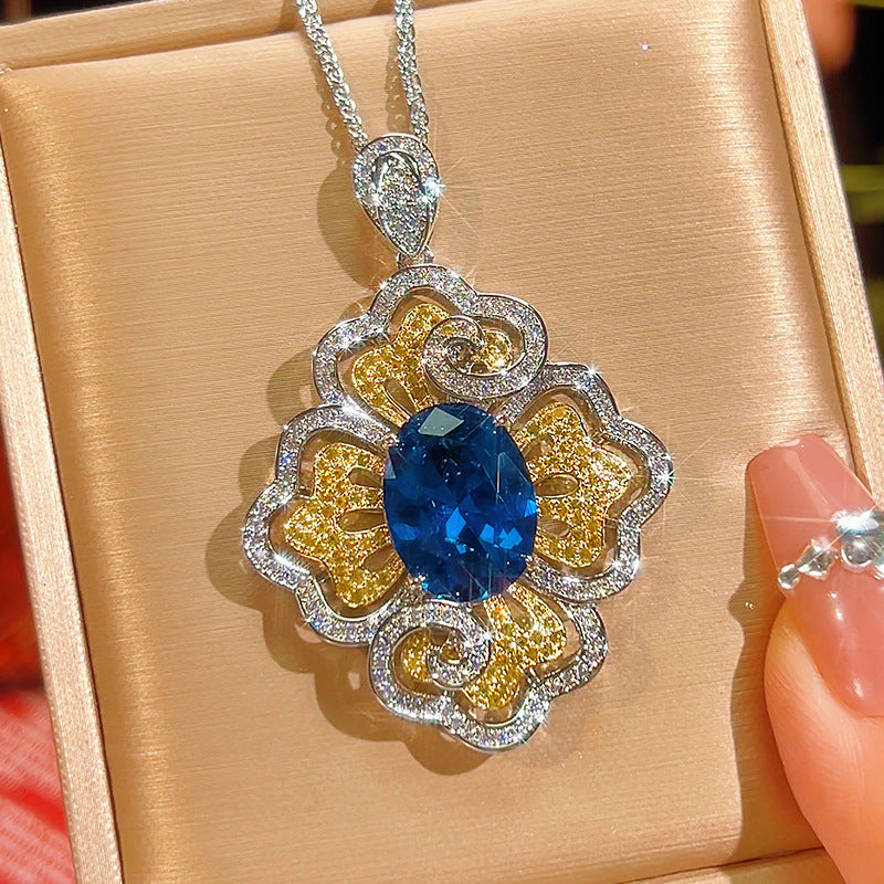 Vintage-Inspired Royal Blue Gemstone Floral Jewelry Set