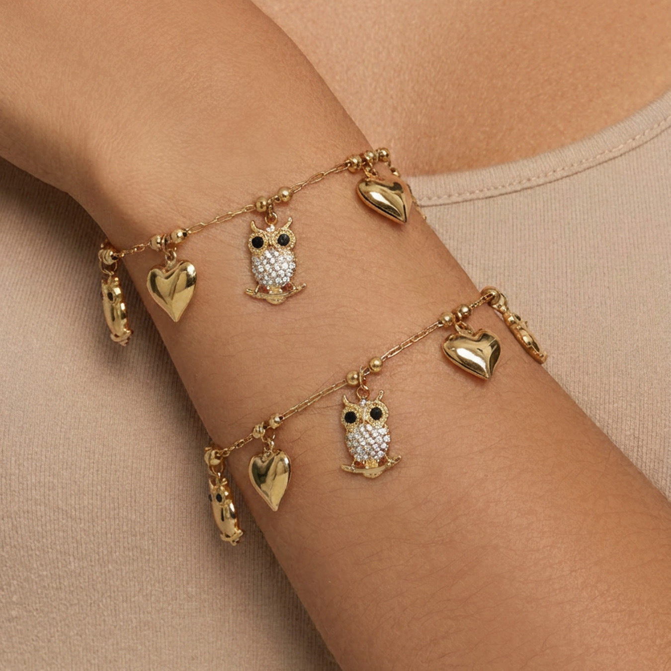 Bijoux fantaisie avec pendentif hibou et cœur 