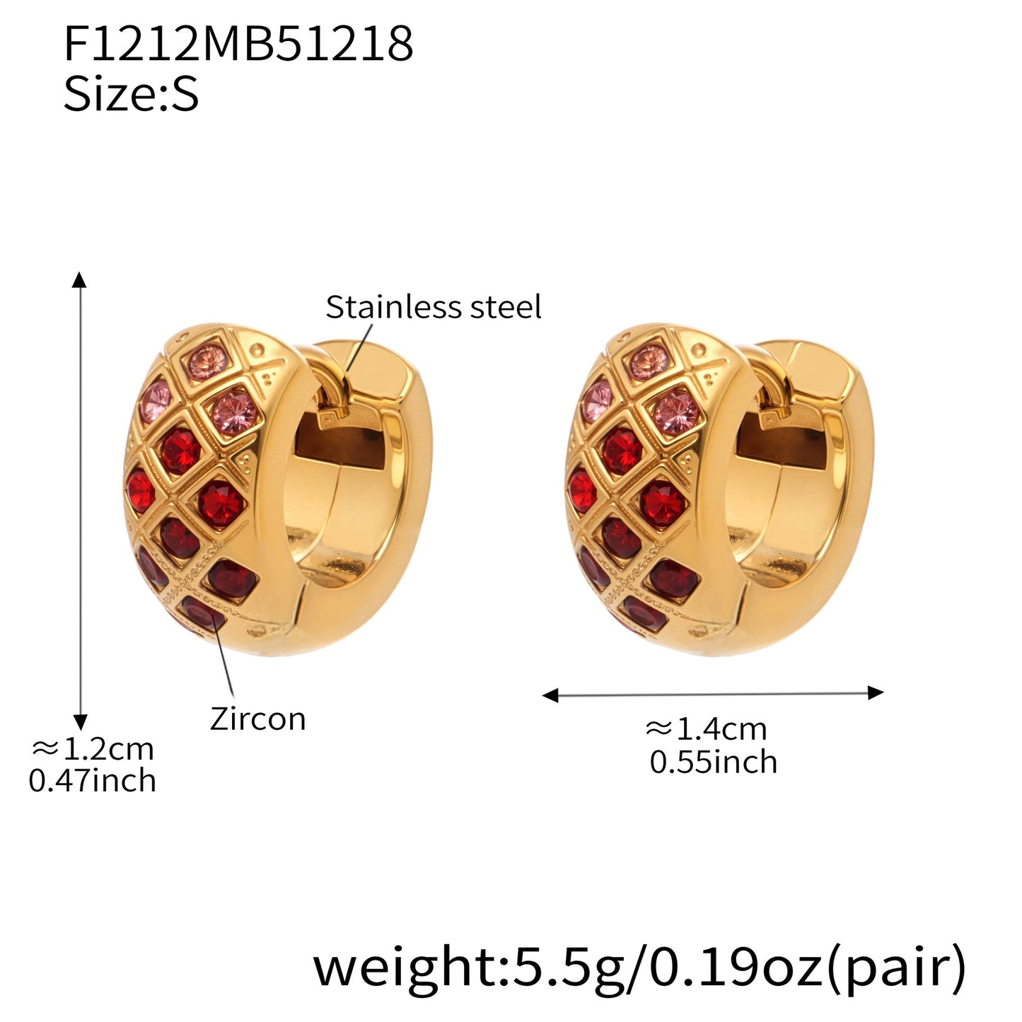 Boucles d'oreilles créoles en cristal à texture matelassée colorée 