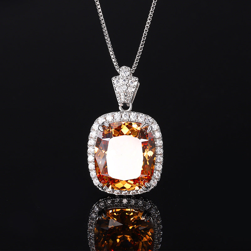 Cushion Cut Champange Halo Jewelry Set