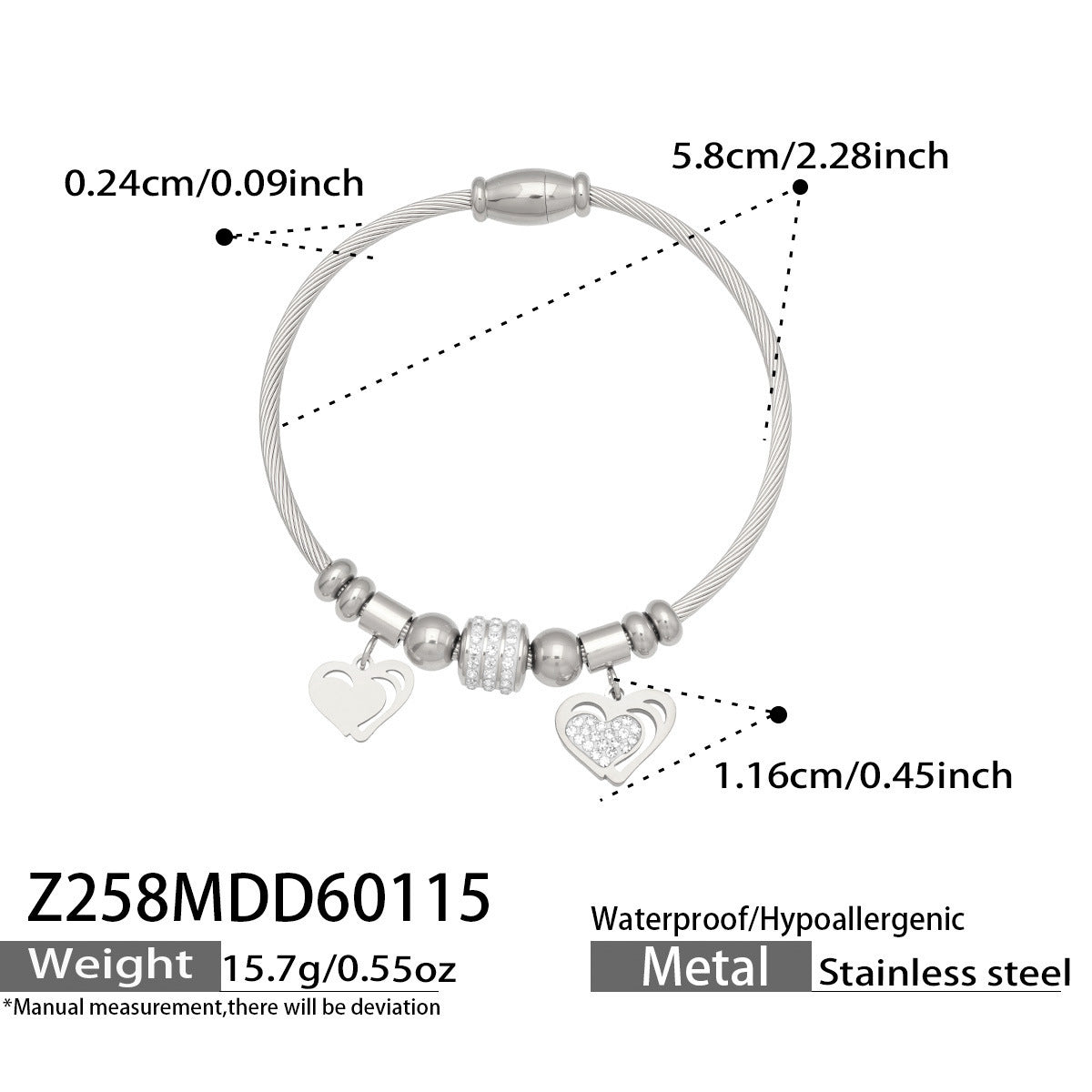 Bracelets de luxe texturés en zircon 