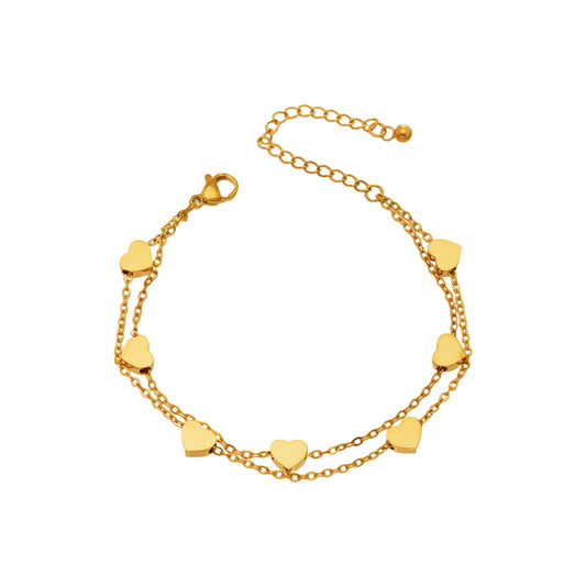 Double Layer Dainty Heart Bracelet
