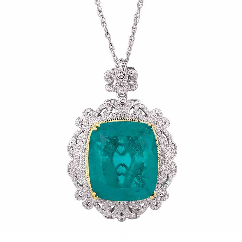 Luxury Cushion Cut Gemstone Pendant Necklace