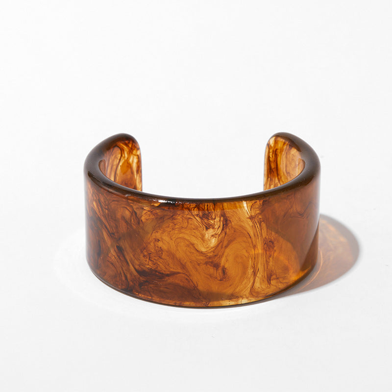 Amber Marbled Resin Chunky Cuff