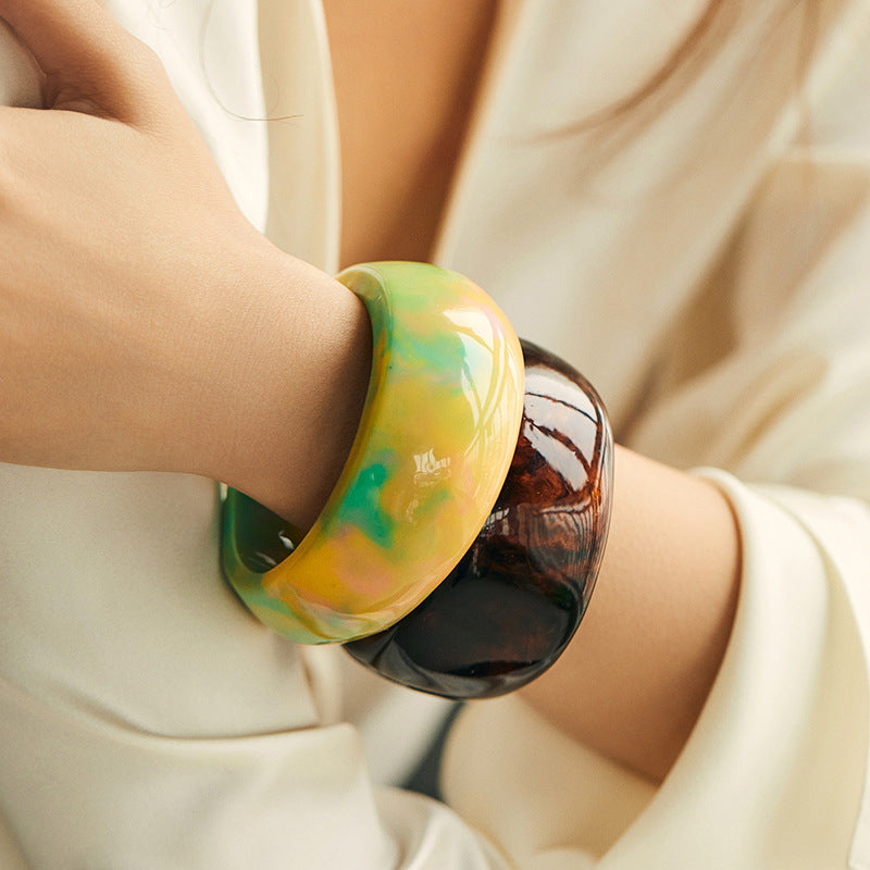 Pastel Watercolor Marbled Chunky Resin Bangle