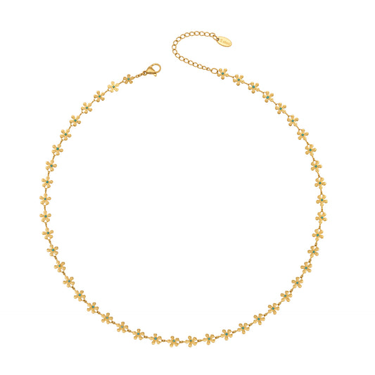 Vintage Gold Daisy Choker with Turquoise