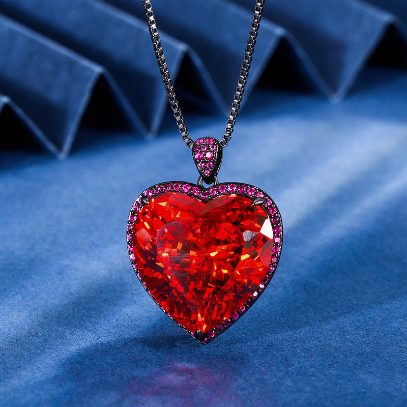 Majestic Heart of the Ocean Gemstone Halo Necklace