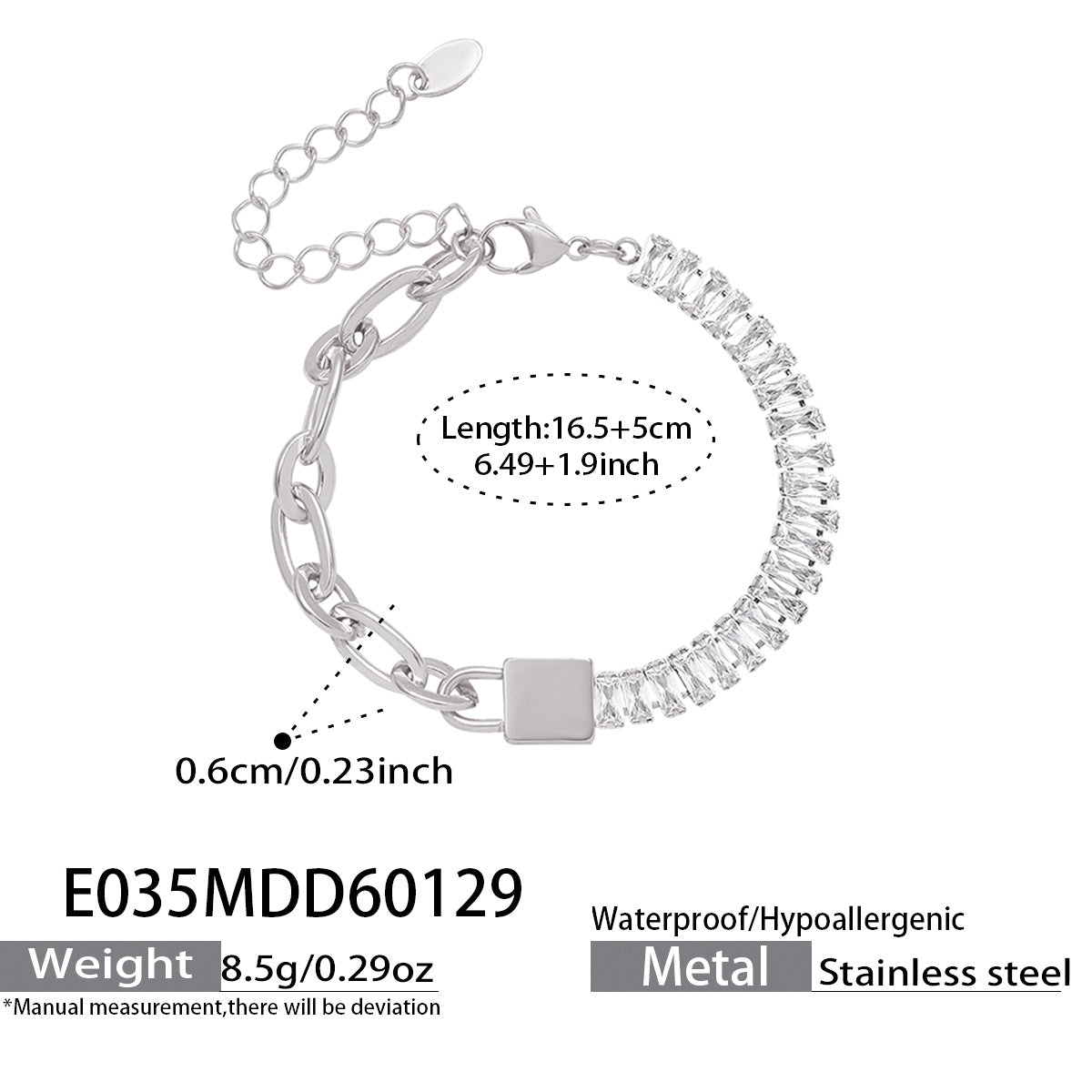 Chic Baguette Crystal Mixed Link Bracelet