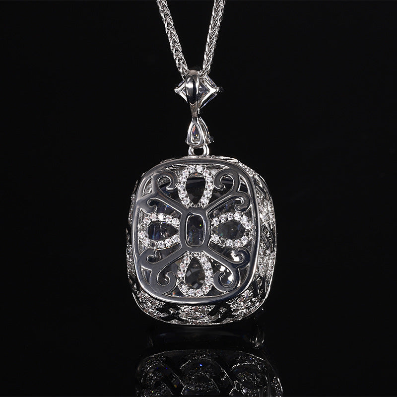 Magnificent Cushion Cut Gemstone Halo Statement Pendant Necklace