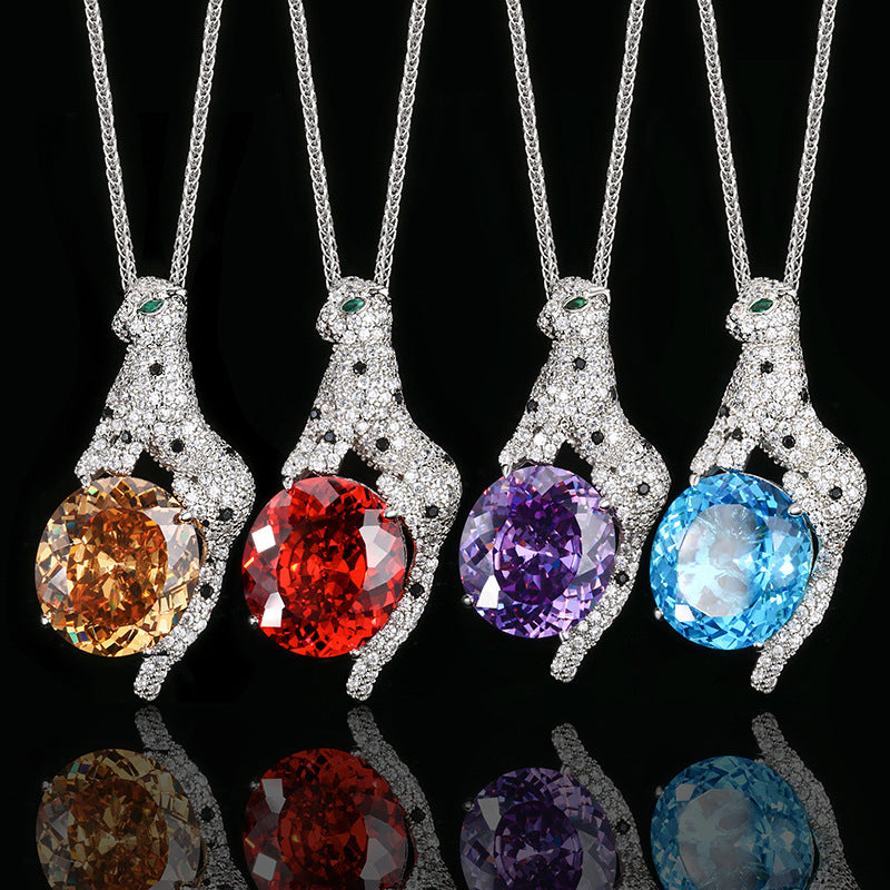 Elegant Panther Pendant with Vibrant Gemstone Treasure