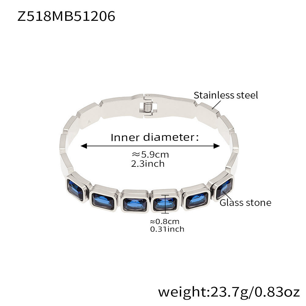 Emerald-Cut Crystal Hinged Bangle