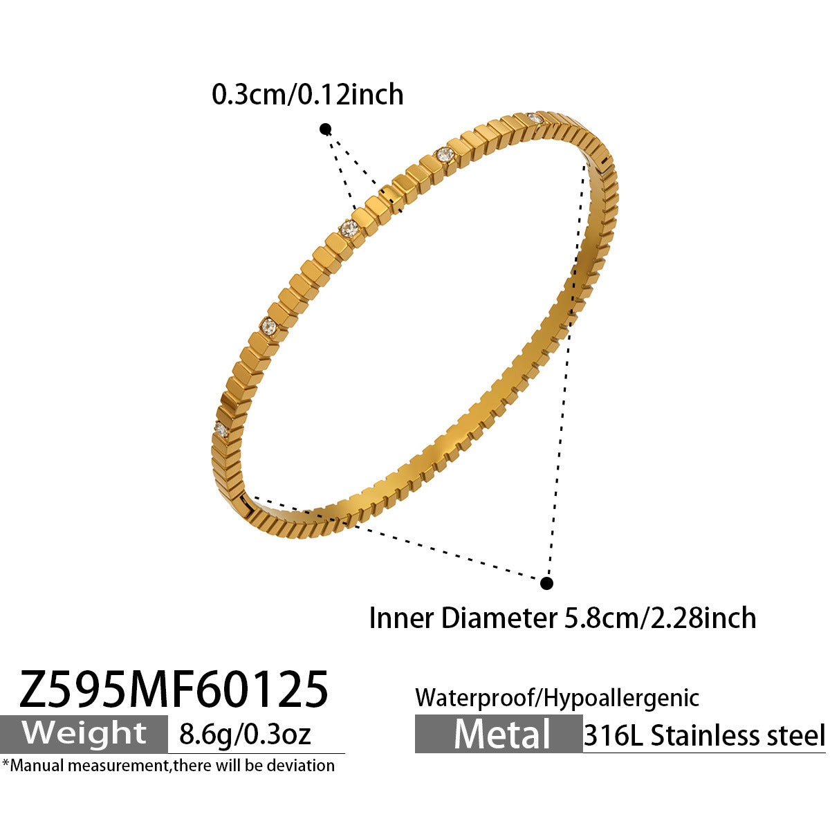 Stackable Ribbed Crystal Textured Bangles