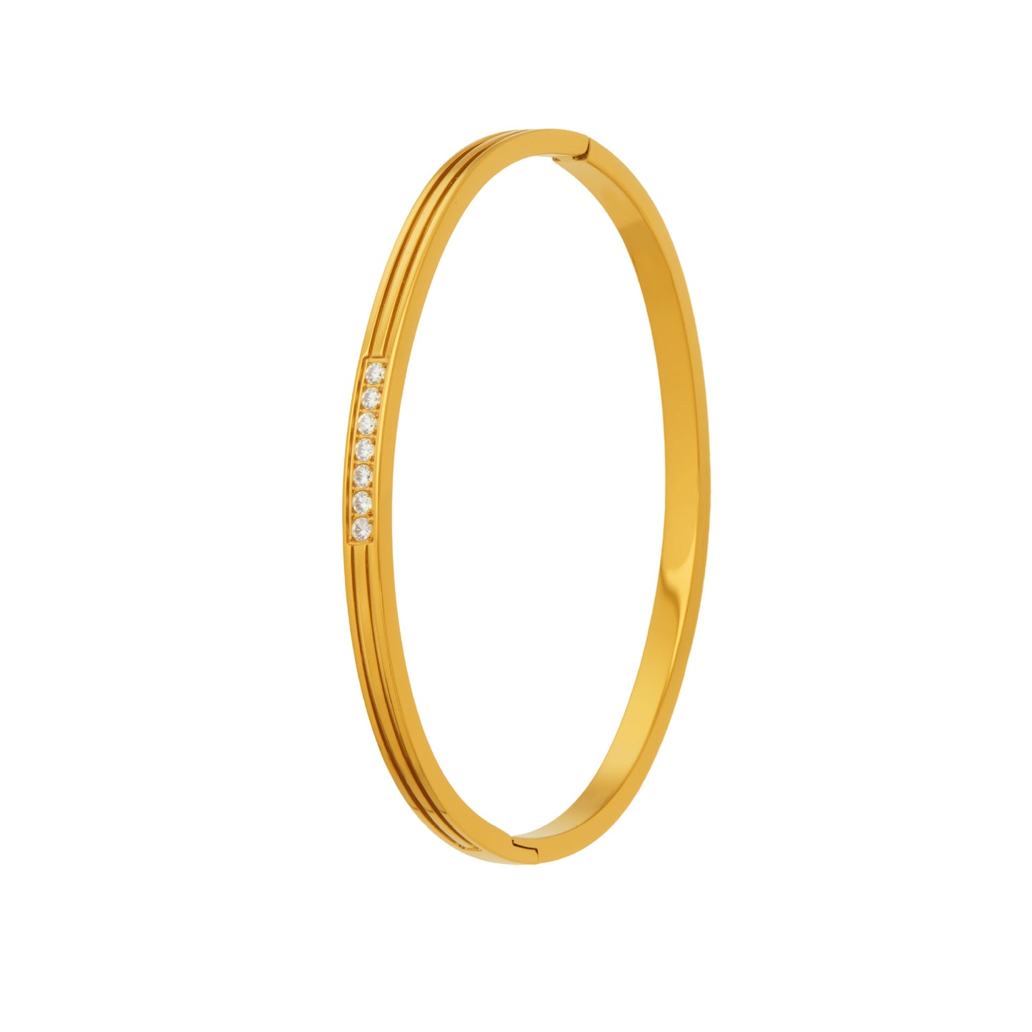 Elegant Grooved Crystal Stackable Bangles