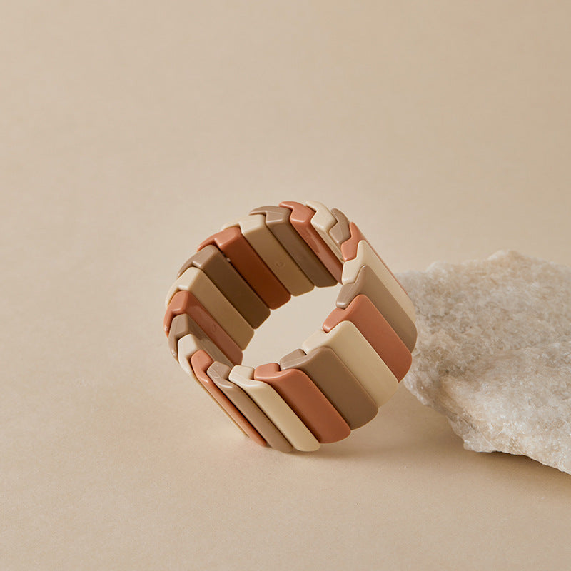 Chunky Resin & Gold Statement Stretch Bracelet