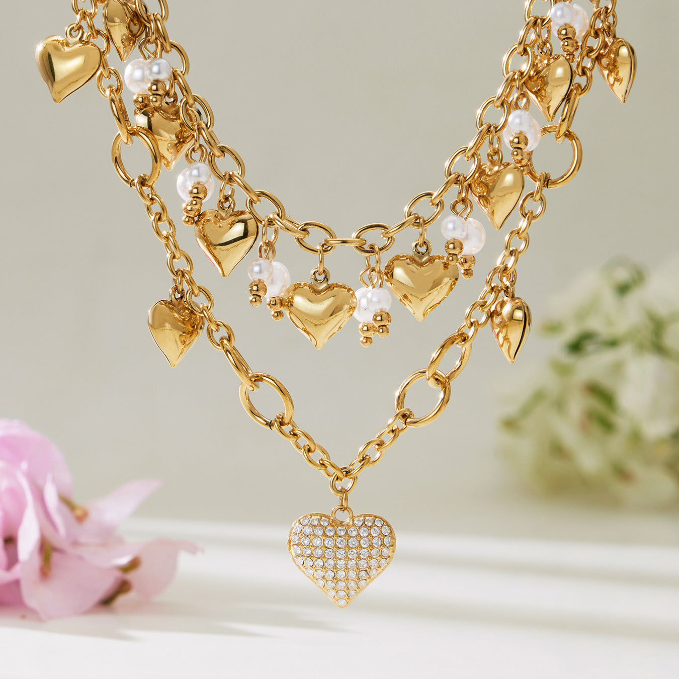 Luxury Heart Pearl Layered Jewelry Set