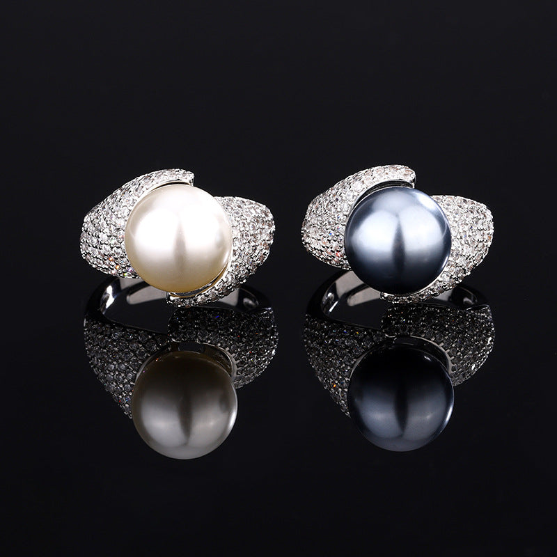 Elegant Ribbon-Wrap Lustrous Pearl Statement Ring
